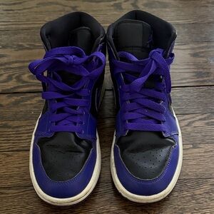 Air Jordan Mid One Nike Purple and Black High-Top Sneakers size 8